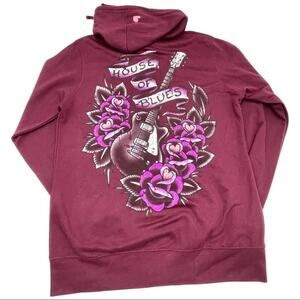 NEW - HOUSE OF BLUES women's graphic hoodie purple cotton blend size LARGE